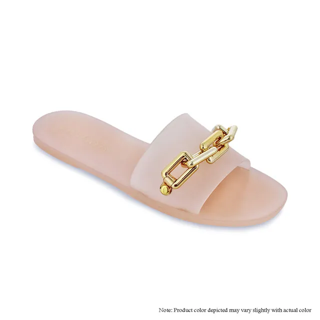 JELLI-93 JELLY SANDAL WITH CHAIN - NUDE