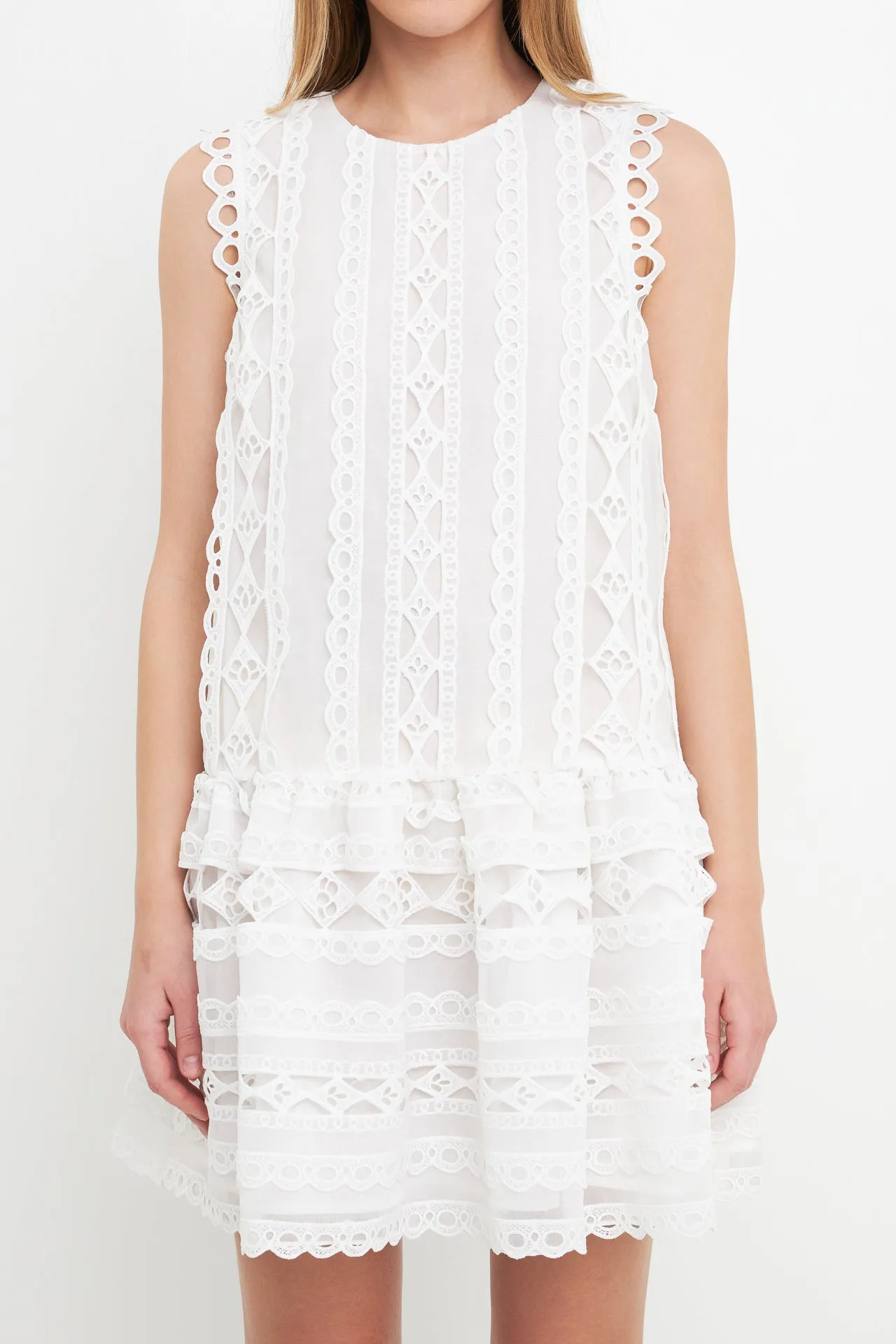 Lace Trim Detail Mini Dress