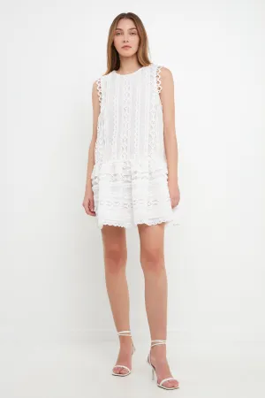 Lace Trim Detail Mini Dress