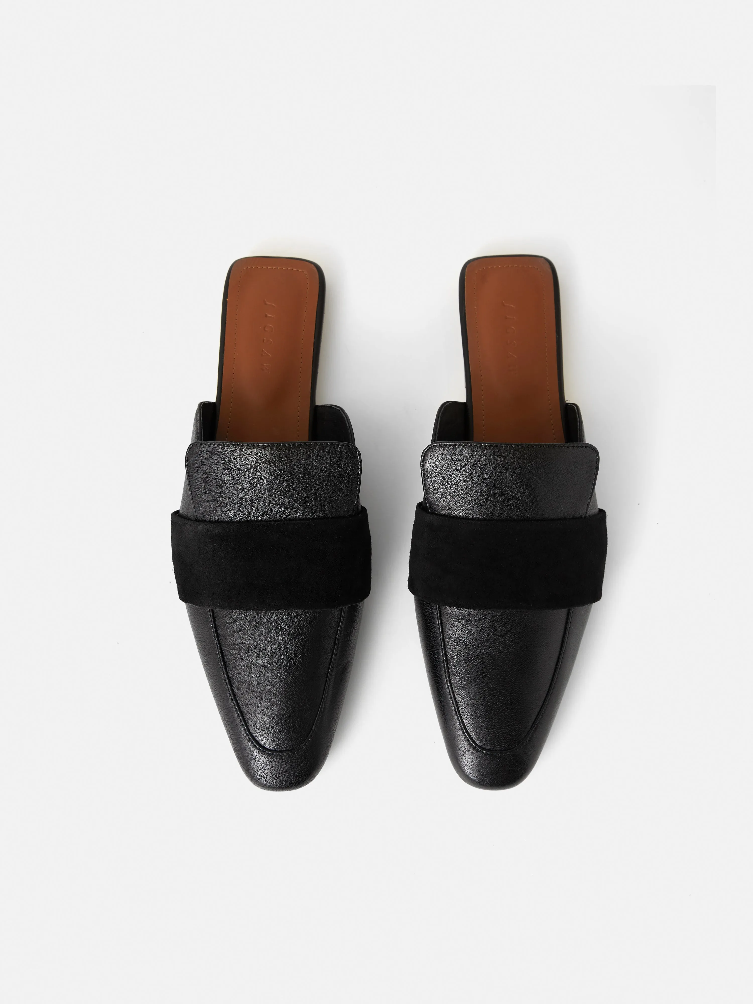 Leather Backless Loafer | Black