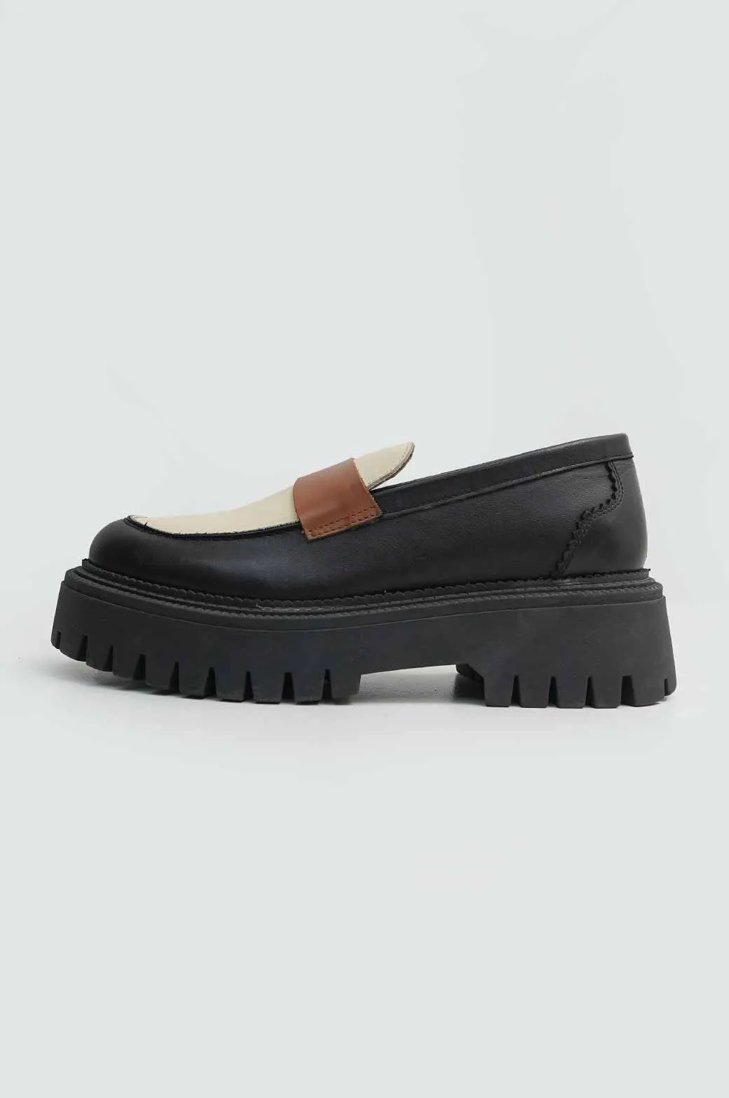 LEATHER TRACK SOLE LOAFERS