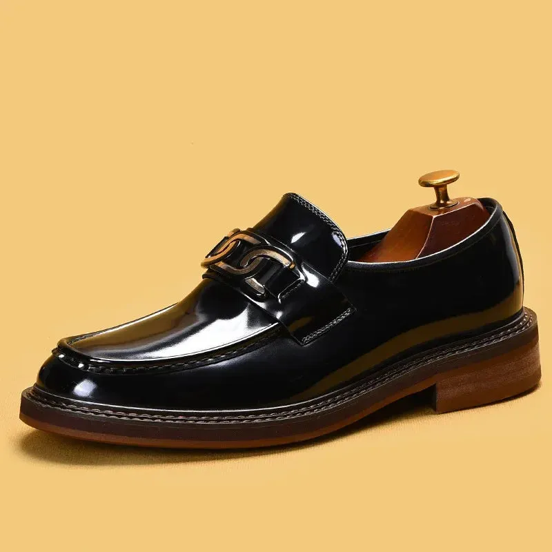 Luxury Shiny Solid Genuine Leather Loafers