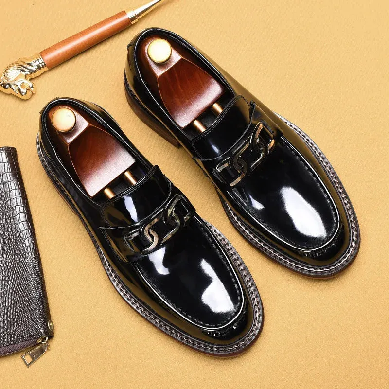 Luxury Shiny Solid Genuine Leather Loafers