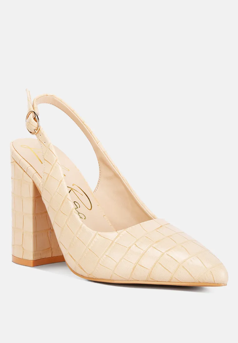 Macha Croctexture Sling Back Heels