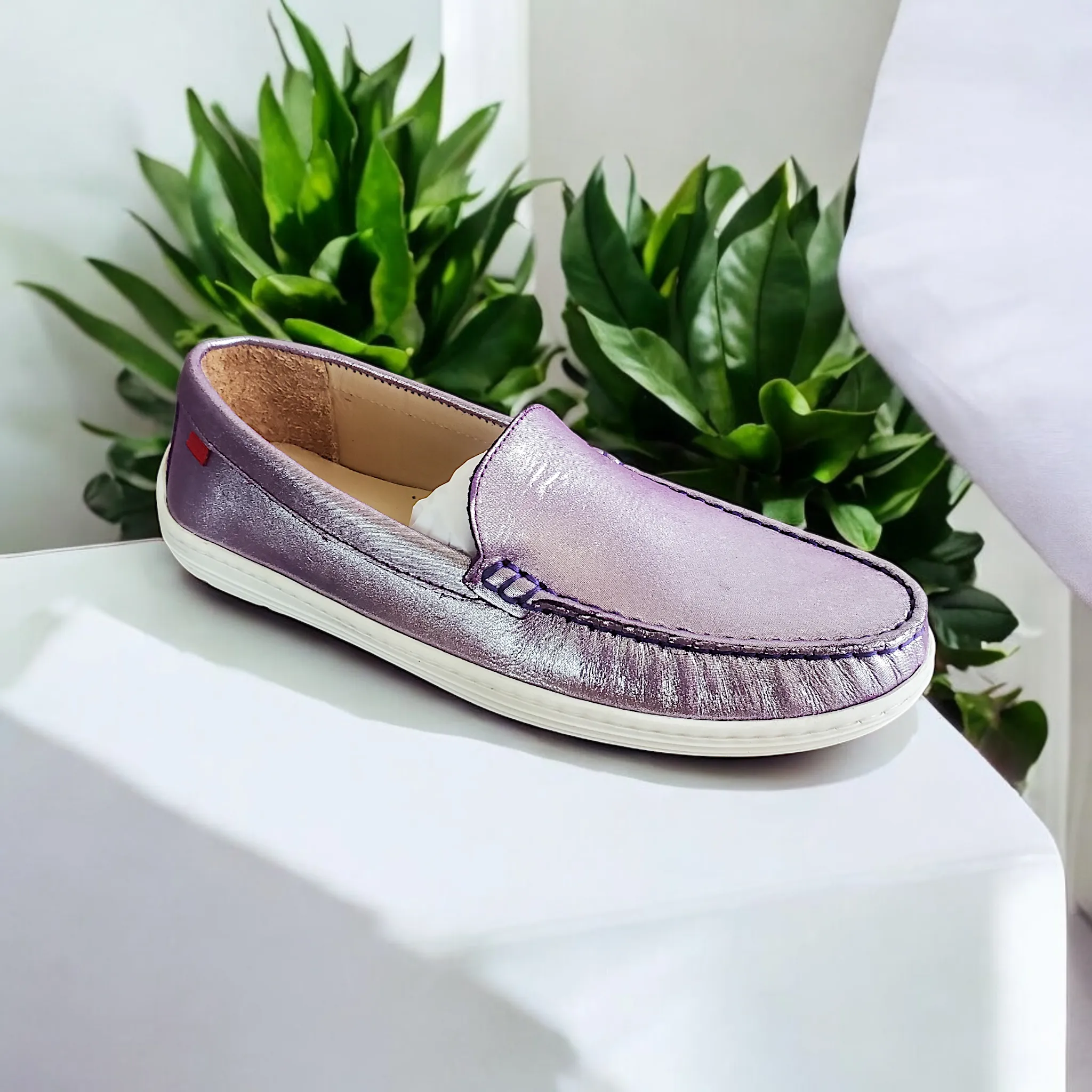 MARC JOSEPH Girl's Purple Glimmer Broadway Loafers