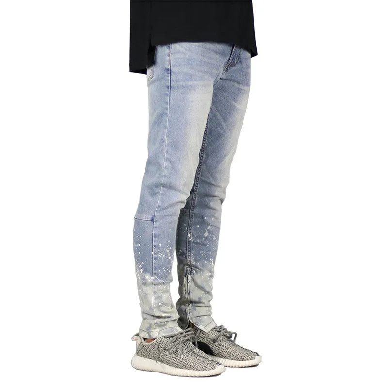 Men's Jeans Gradient Color Casual Skinny Long Straight Pants