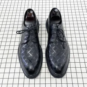 Men's Korean Style Black Leather Shoes