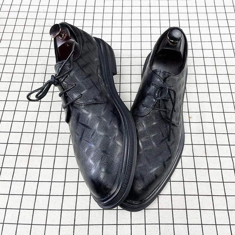 Men's Korean Style Black Leather Shoes