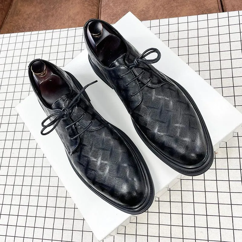 Men's Korean Style Black Leather Shoes