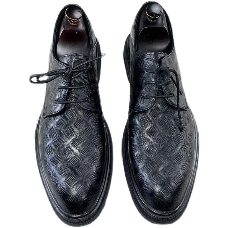 Men's Korean Style Black Leather Shoes