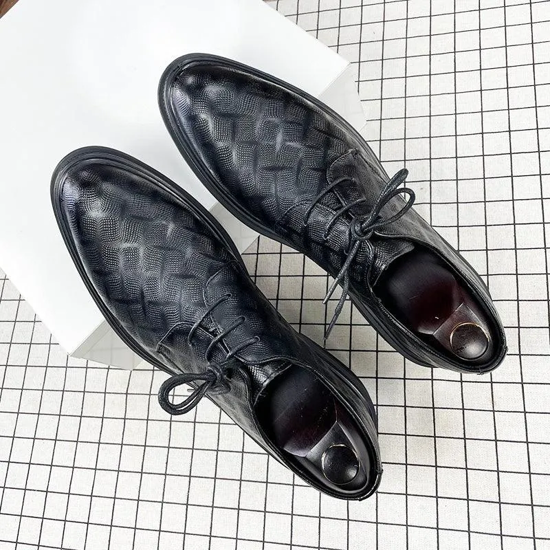 Men's Korean Style Black Leather Shoes