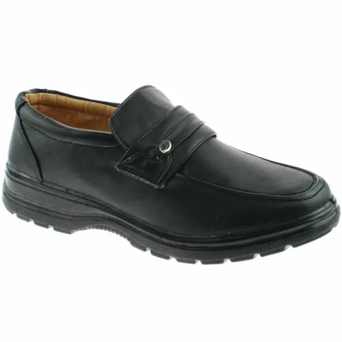 Mens Shoe Laced Black Soft Casual Wide fit Size 6,7,8,9,10,11,12 Touch Fastener