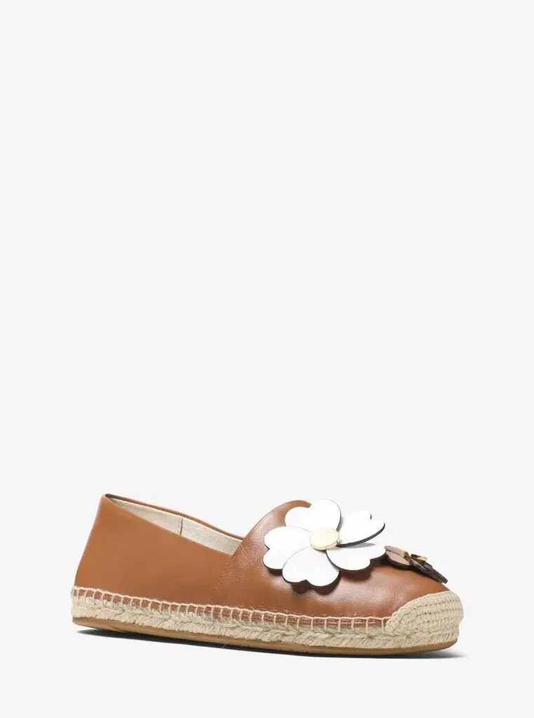 Michael Kors Kit Leather Espadrilles Brown with Flowers- Size 7