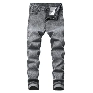 Mid Waisted Jeans Fashionable Slim Fit Men's Jeans Straight Pants