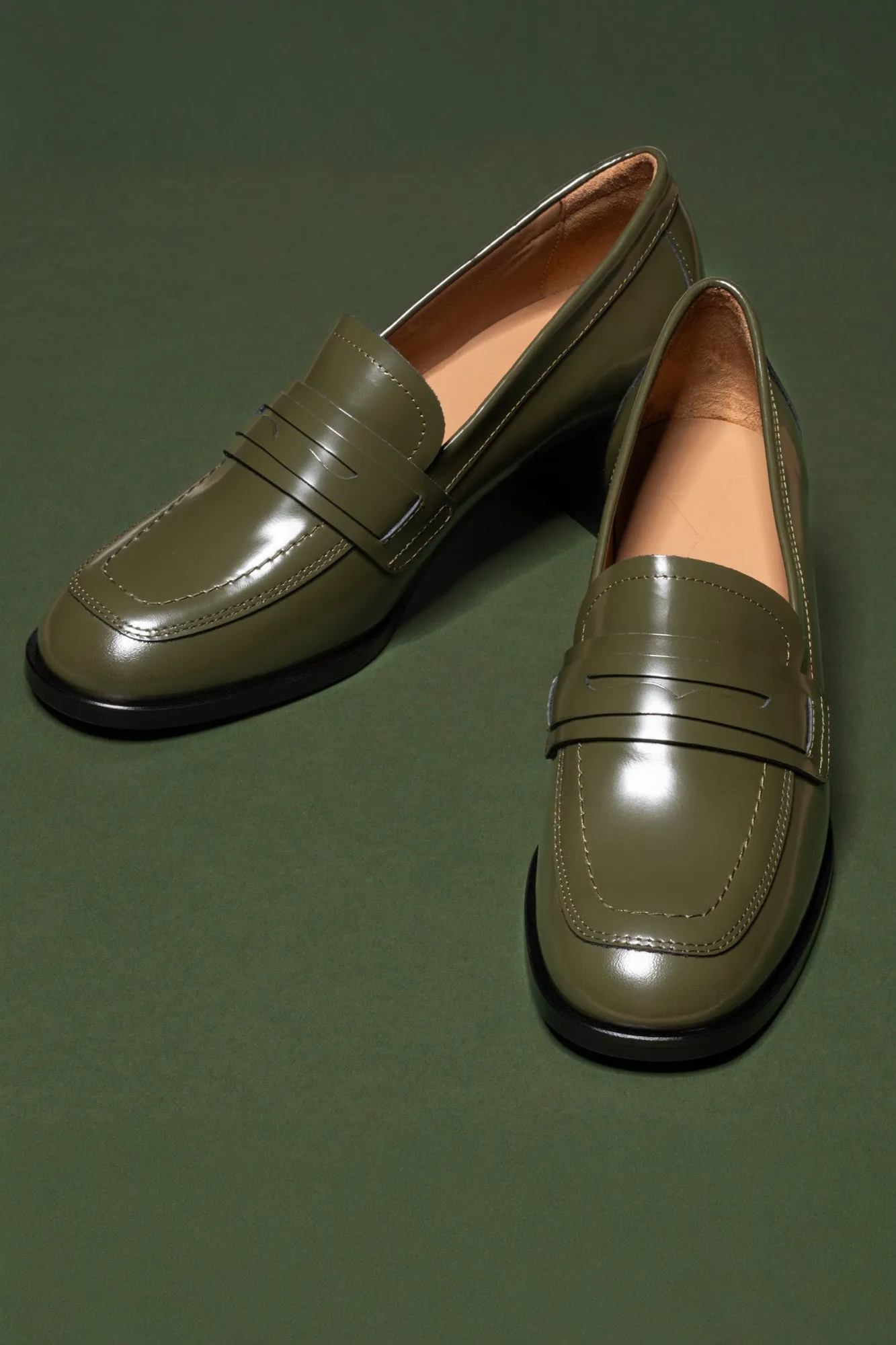 Moss Green Mid-Heel Loafer