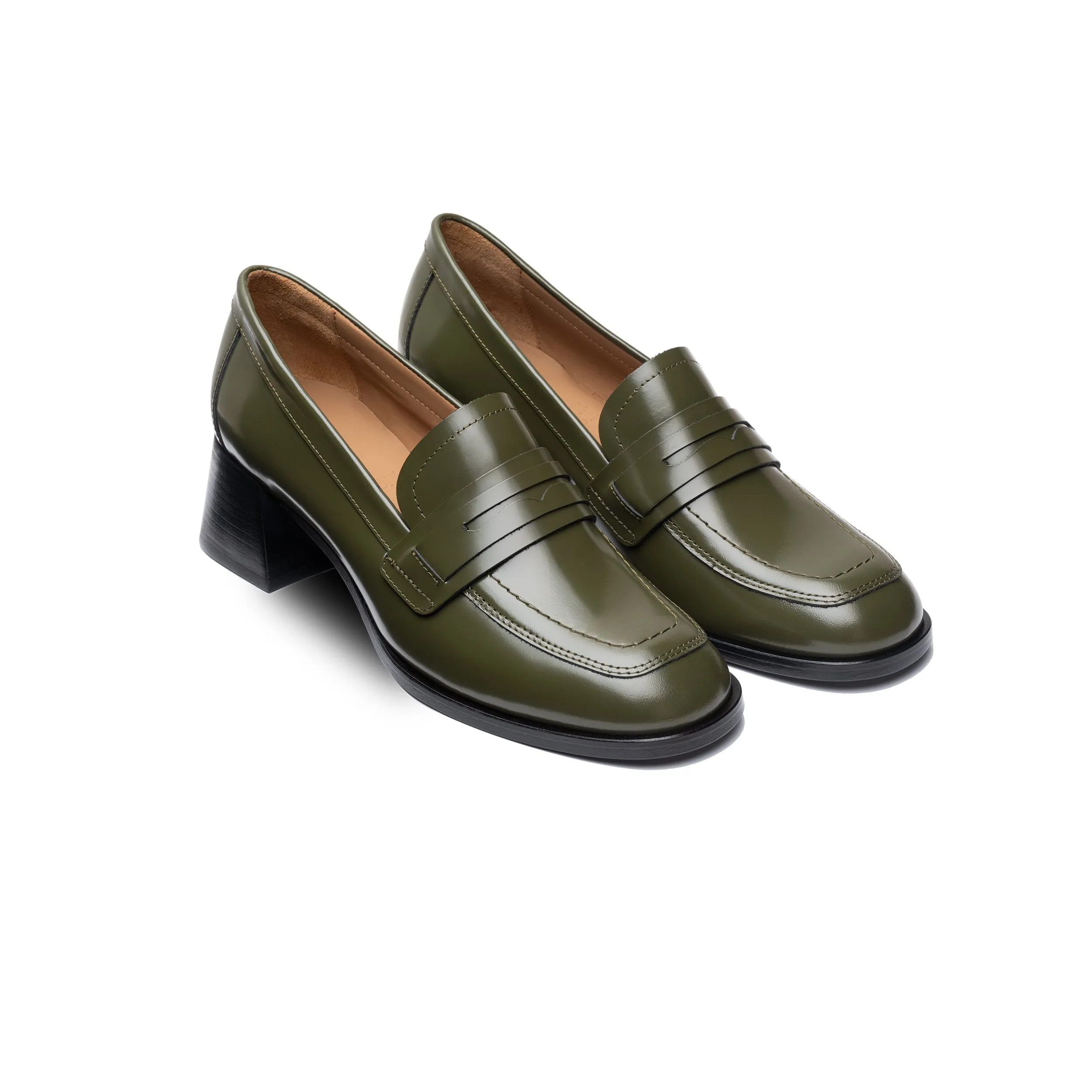 Moss Green Mid-Heel Loafer