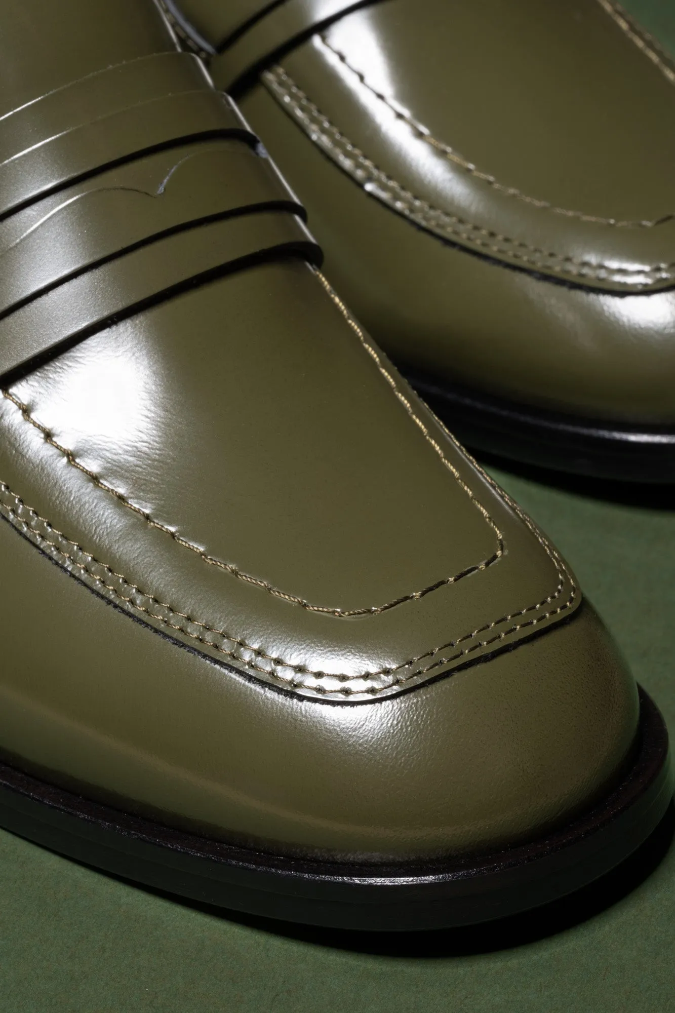 Moss Green Mid-Heel Loafer