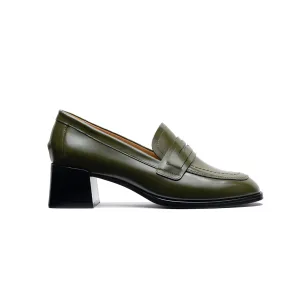 Moss Green Mid-Heel Loafer