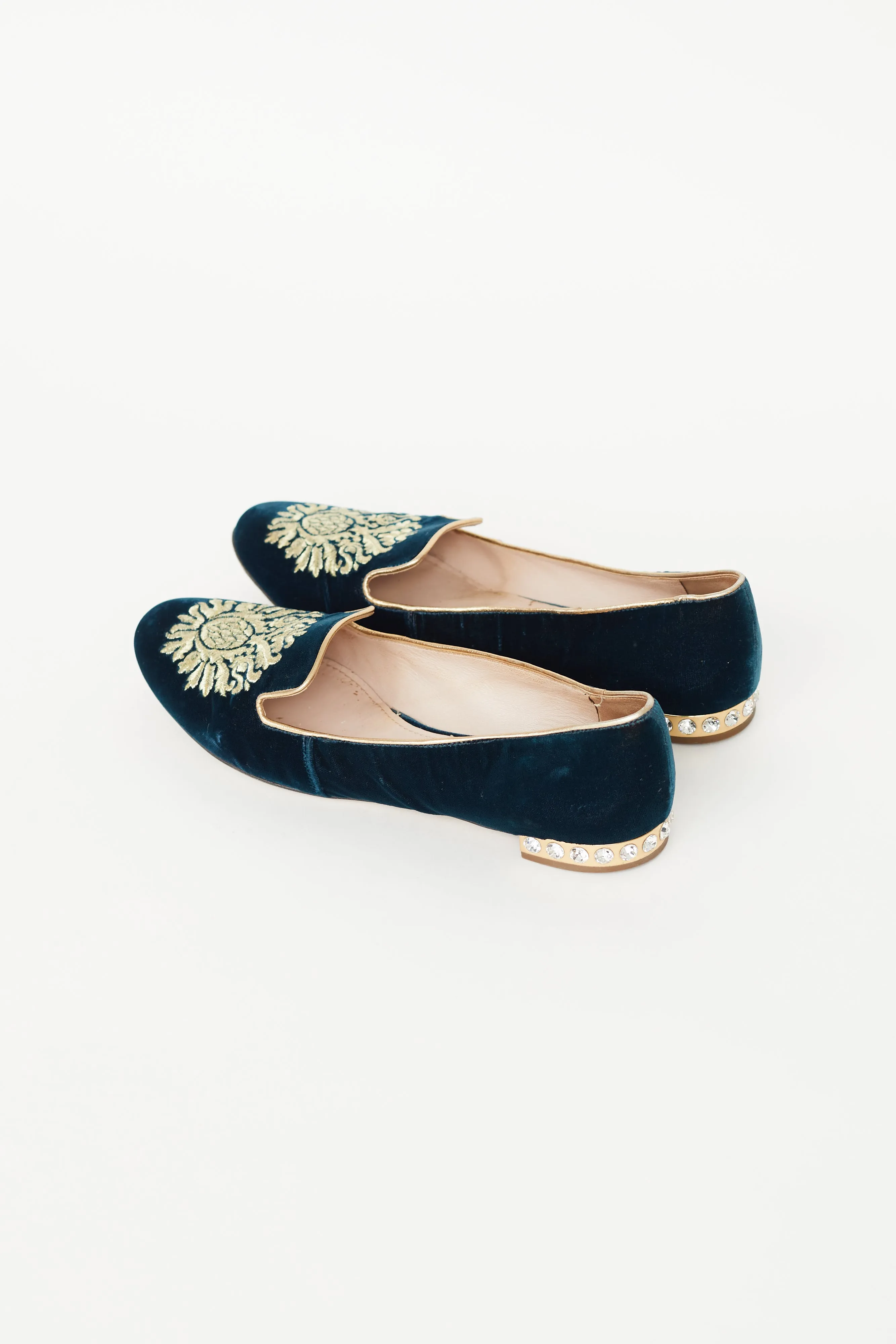 Navy & Gold Velvet Flat