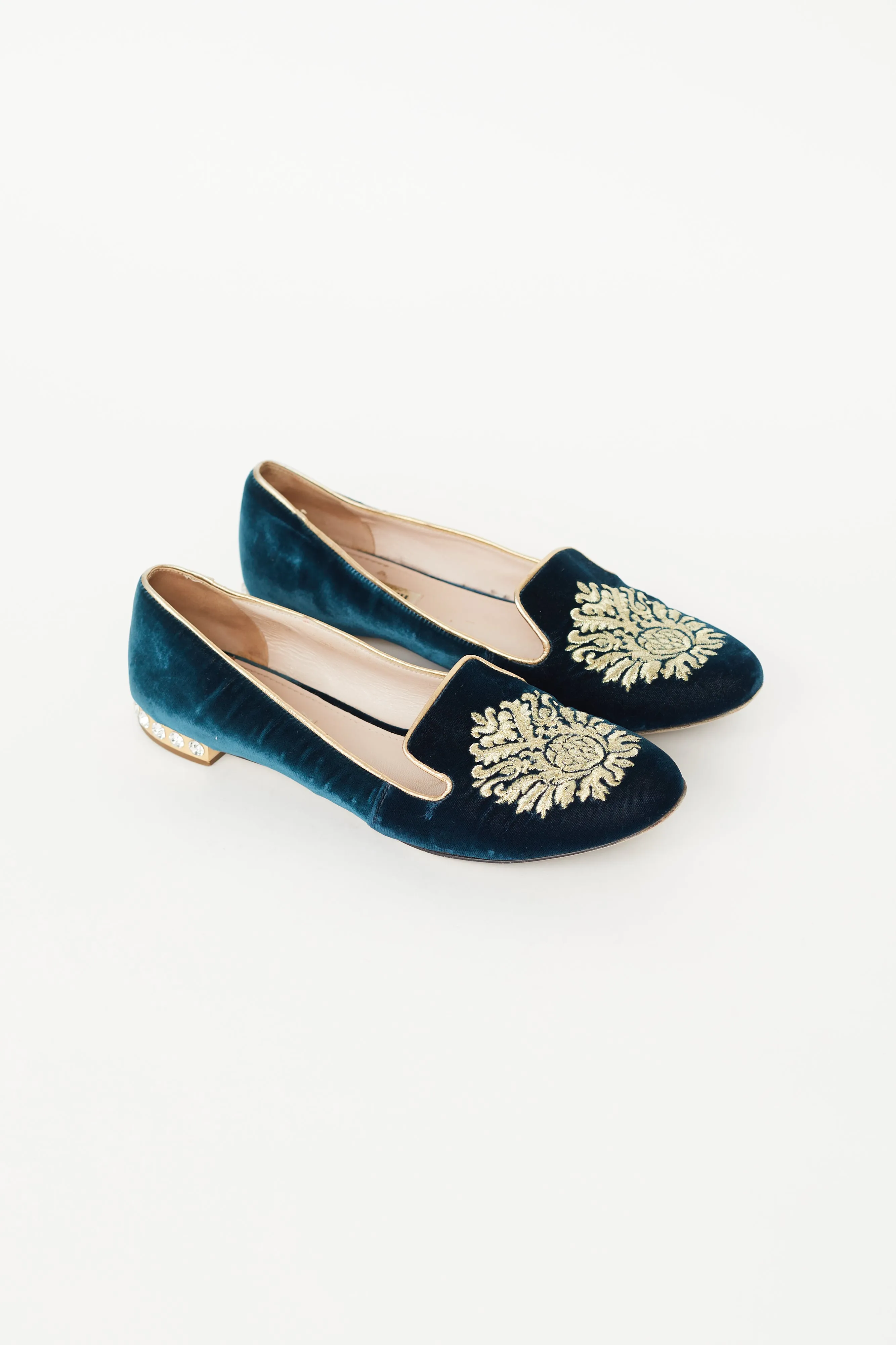 Navy & Gold Velvet Flat