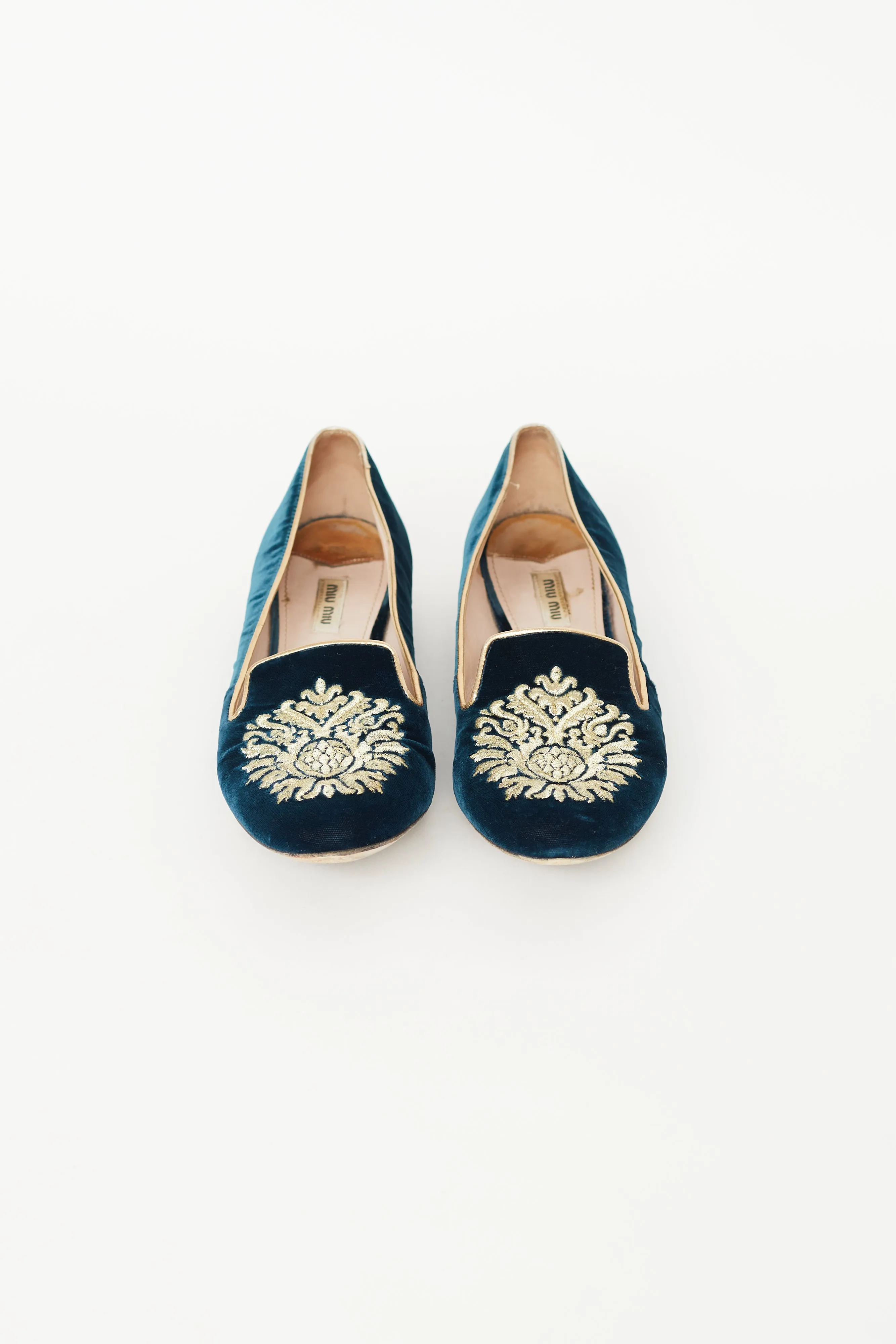 Navy & Gold Velvet Flat