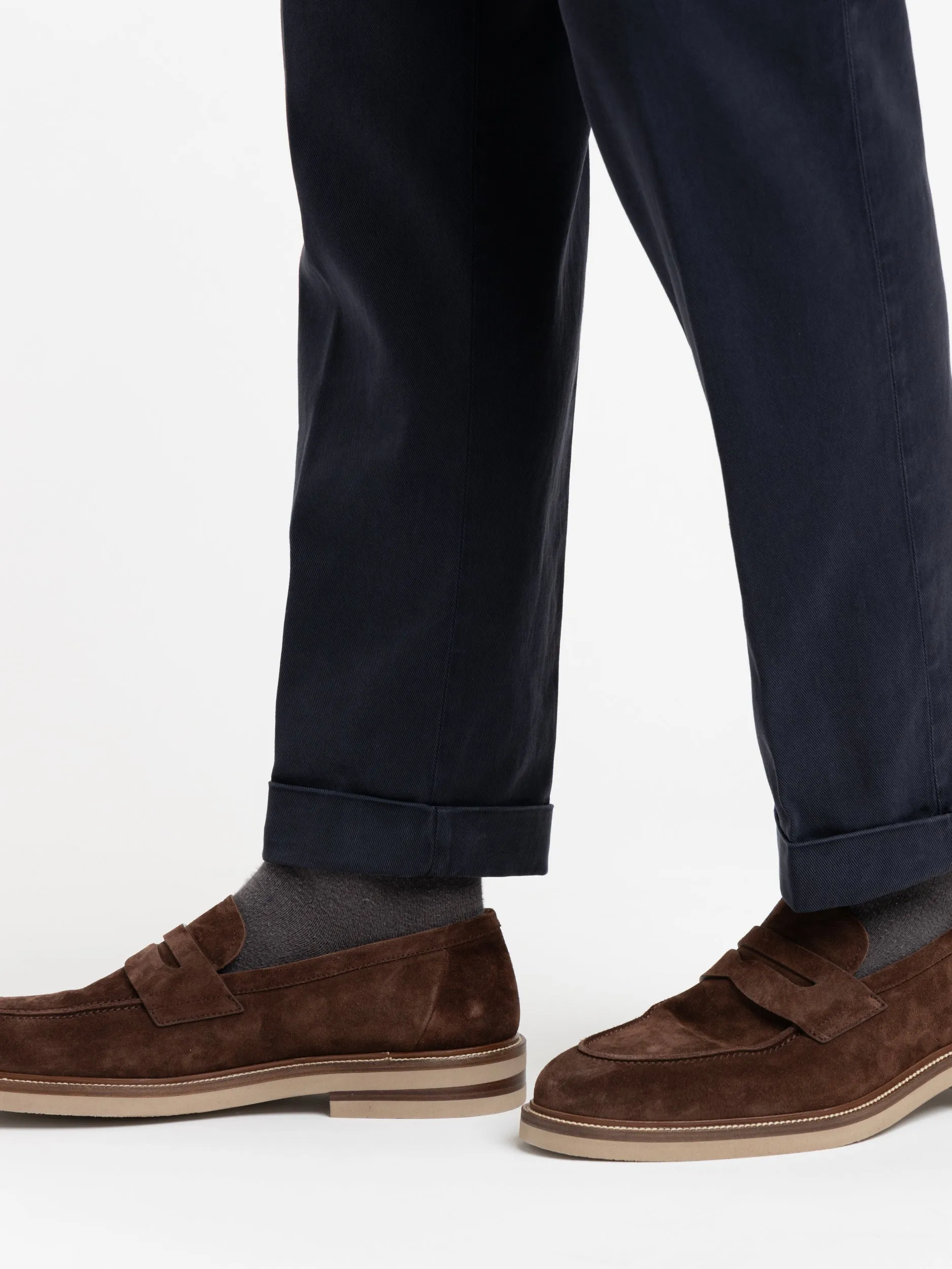 Navy Twill Cotton Blend Chinos