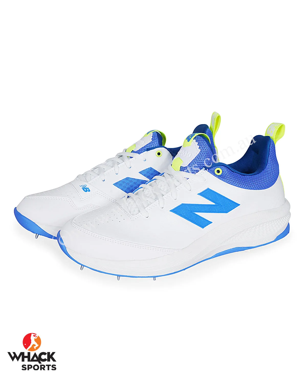 New Balance CK4030 W5 Cricket Shoes - Steel Spikes - White/Blue