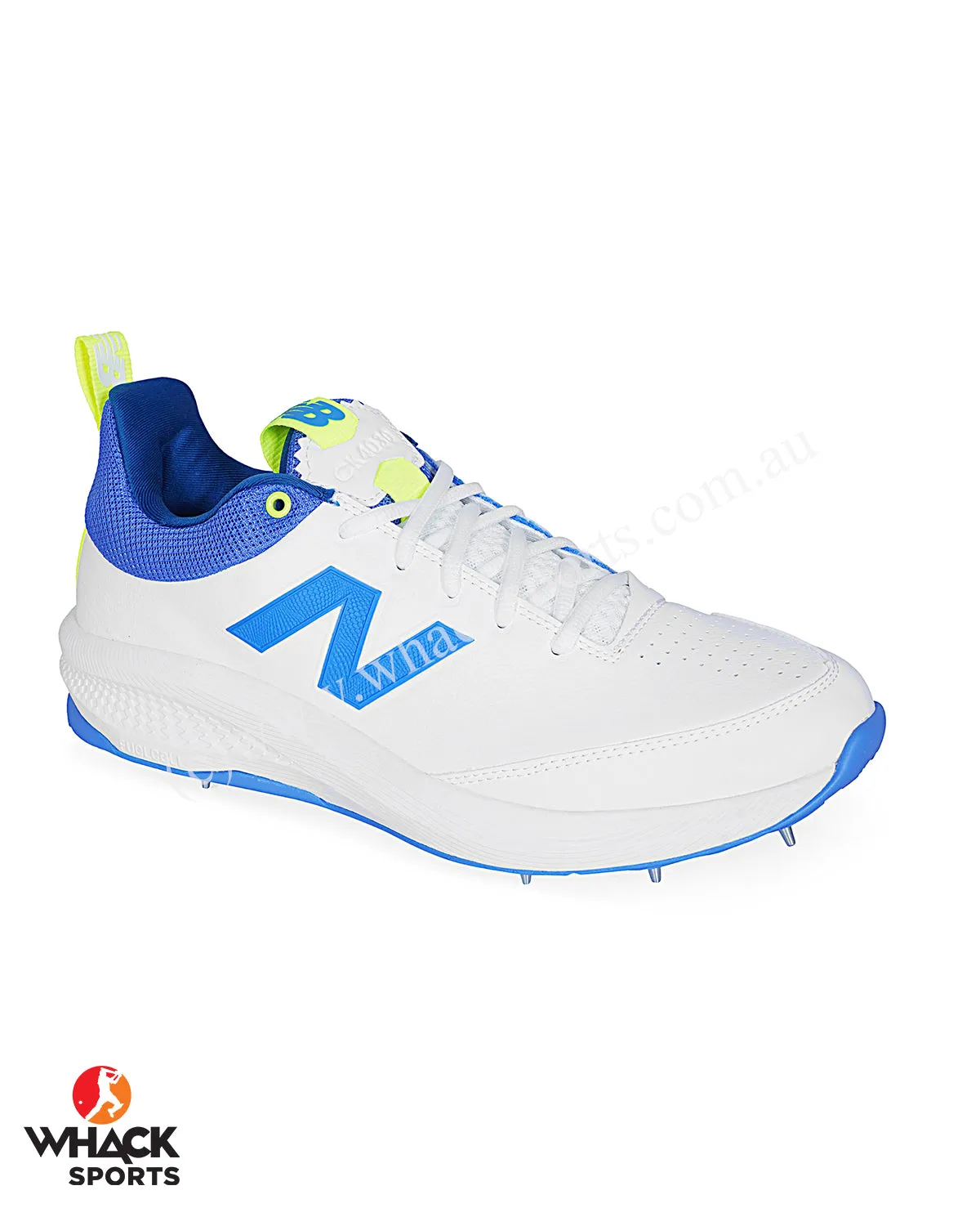 New Balance CK4030 W5 Cricket Shoes - Steel Spikes - White/Blue