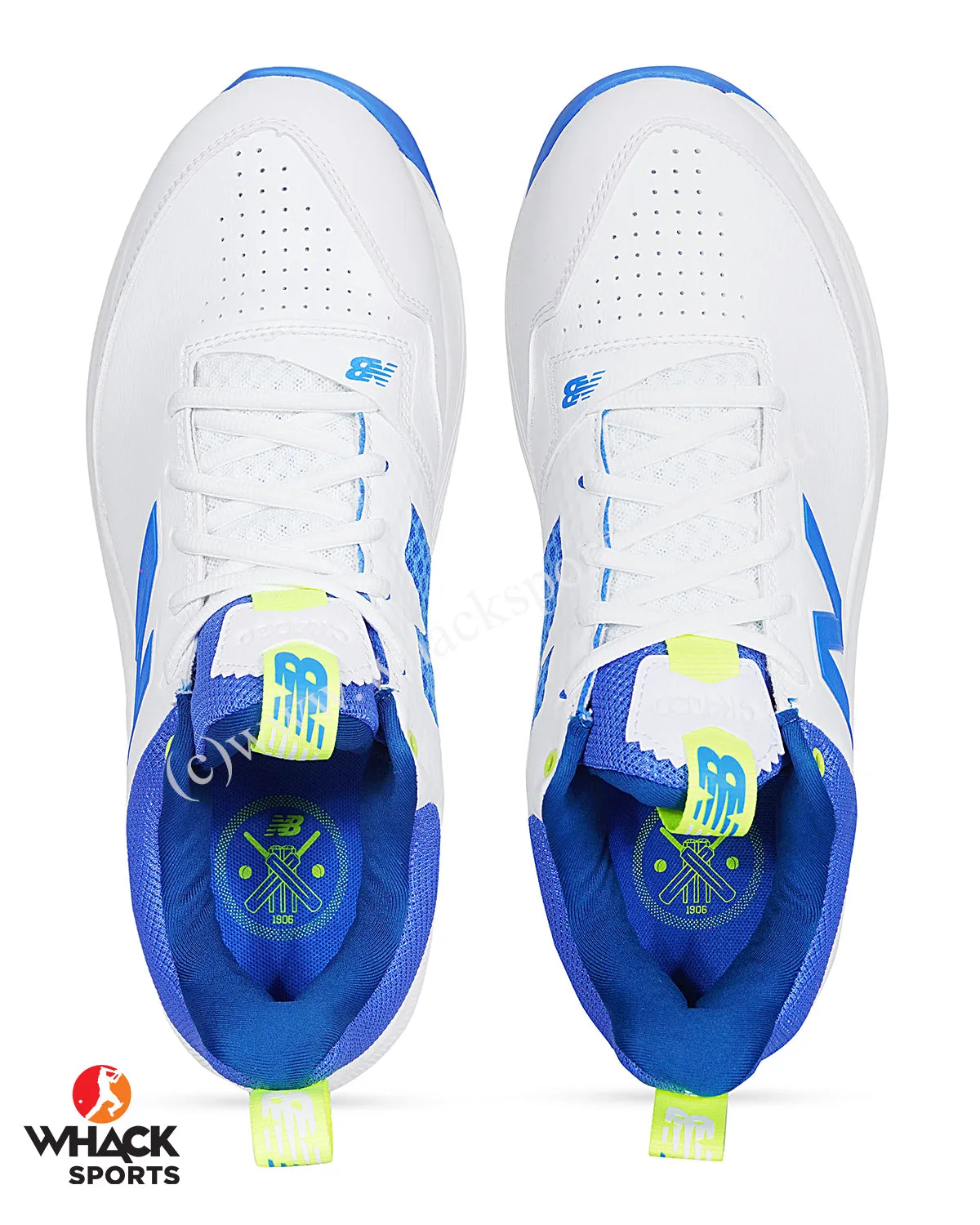 New Balance CK4030 W5 Cricket Shoes - Steel Spikes - White/Blue