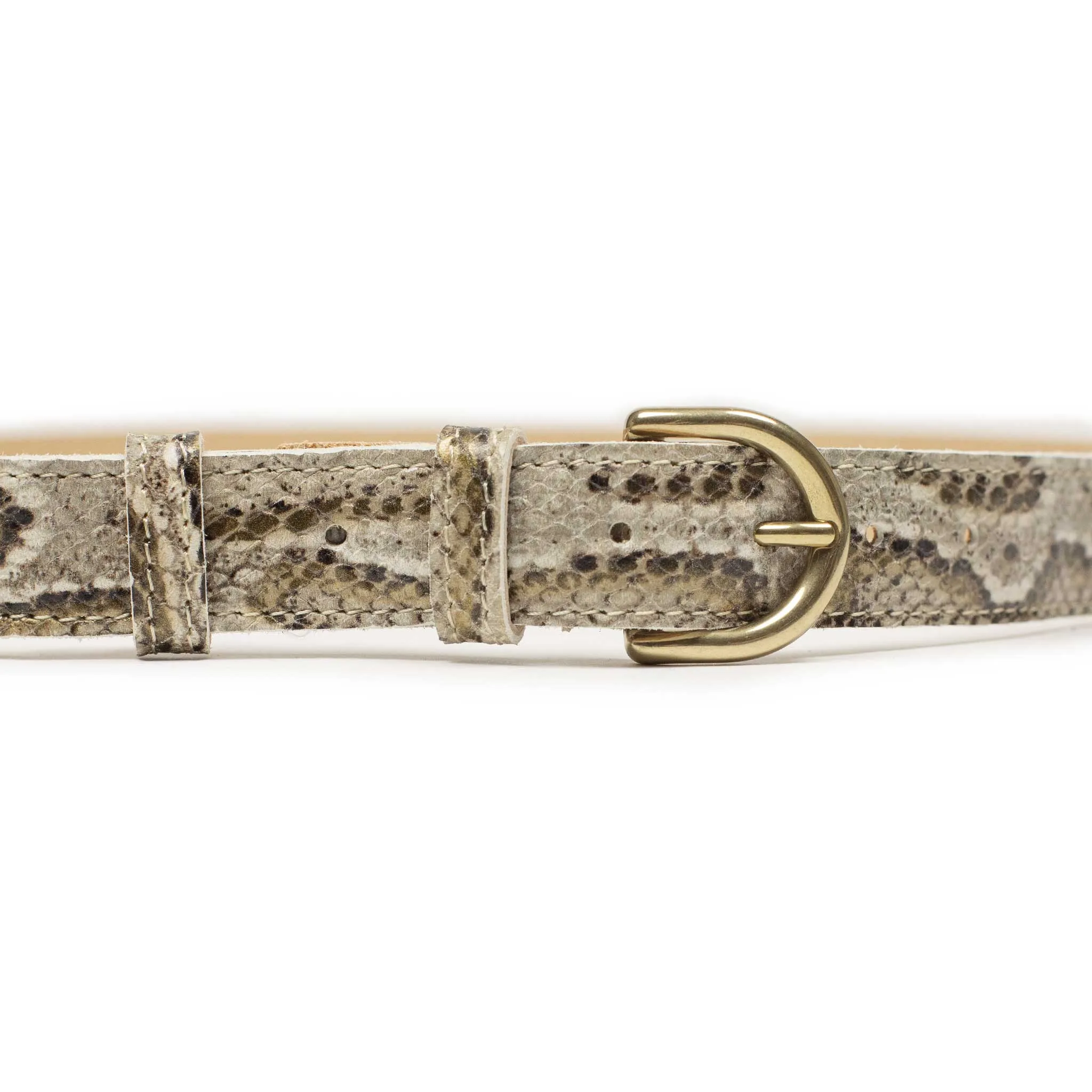 One-inch belt in dune python stamped calf