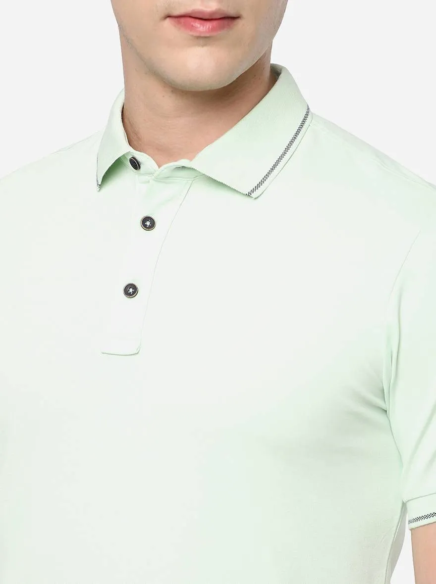 Pista Green Solid Slim Fit Polo T-Shirt | JadeBlue