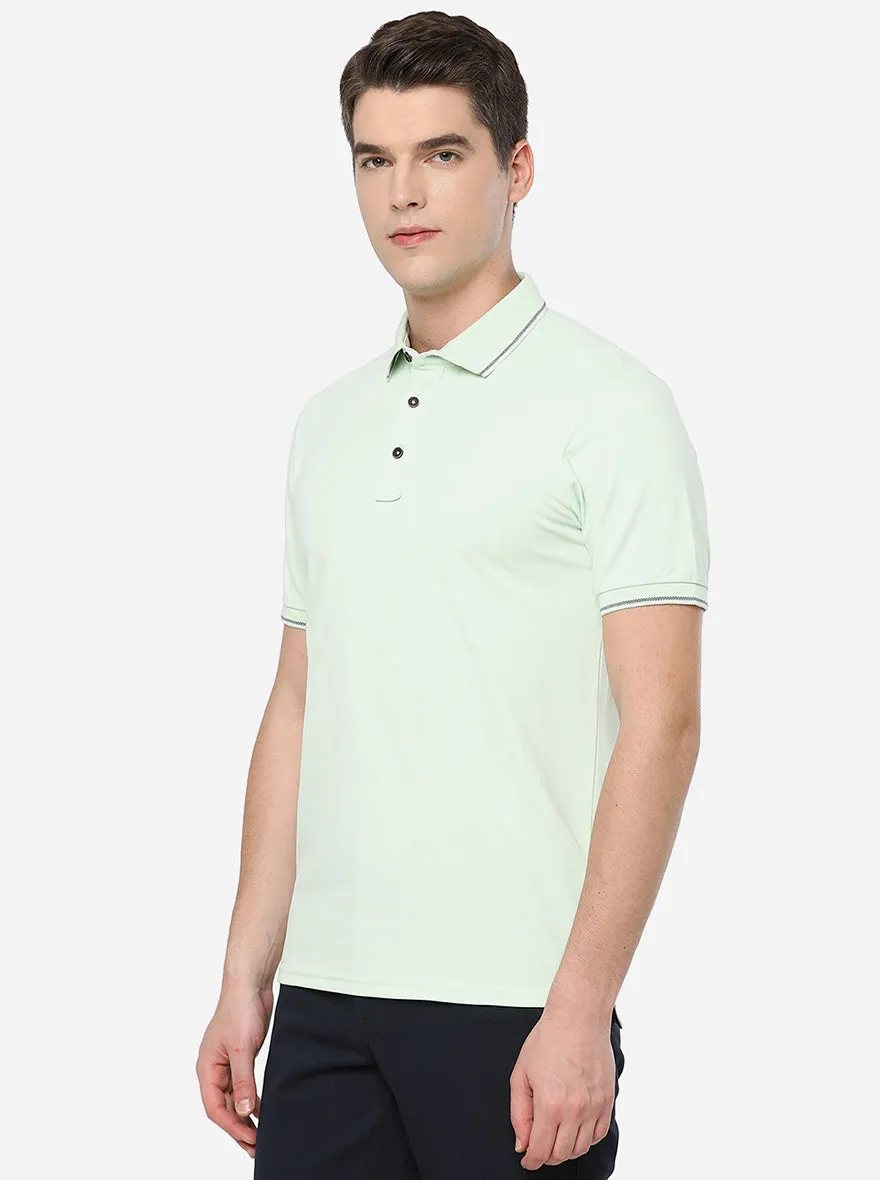 Pista Green Solid Slim Fit Polo T-Shirt | JadeBlue