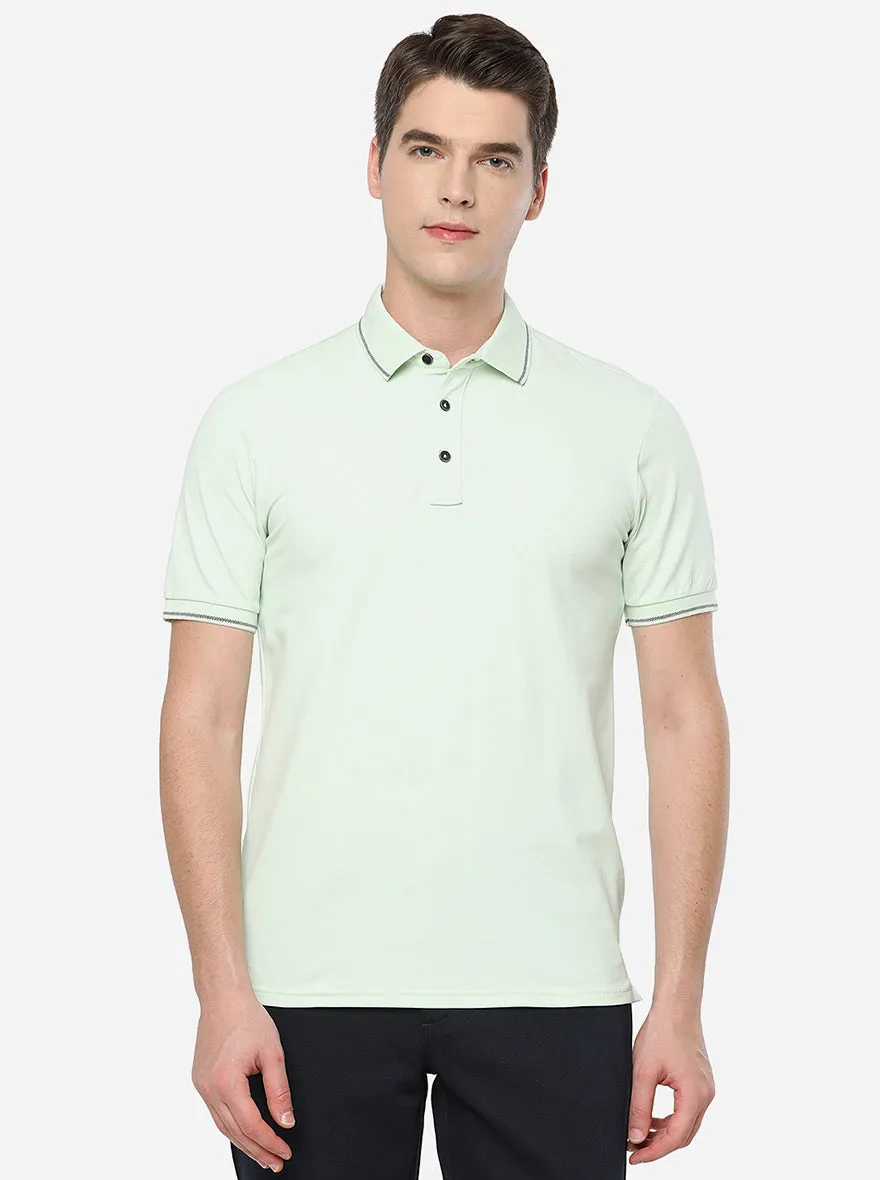 Pista Green Solid Slim Fit Polo T-Shirt | JadeBlue