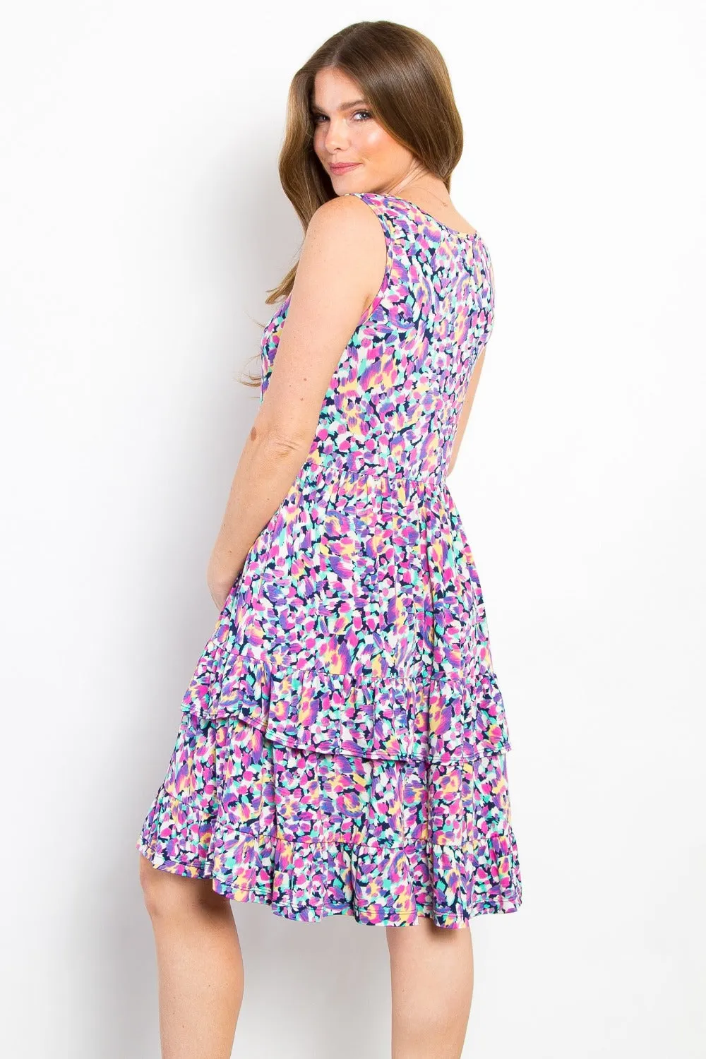 Print Wrinkle Free Ruffled Dress