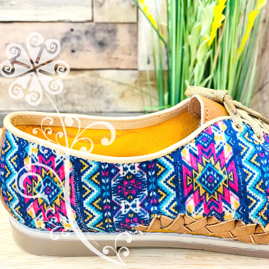 Purple/Pink Mix Geometric Designs - Loafers Artisan Leather Women Shoes