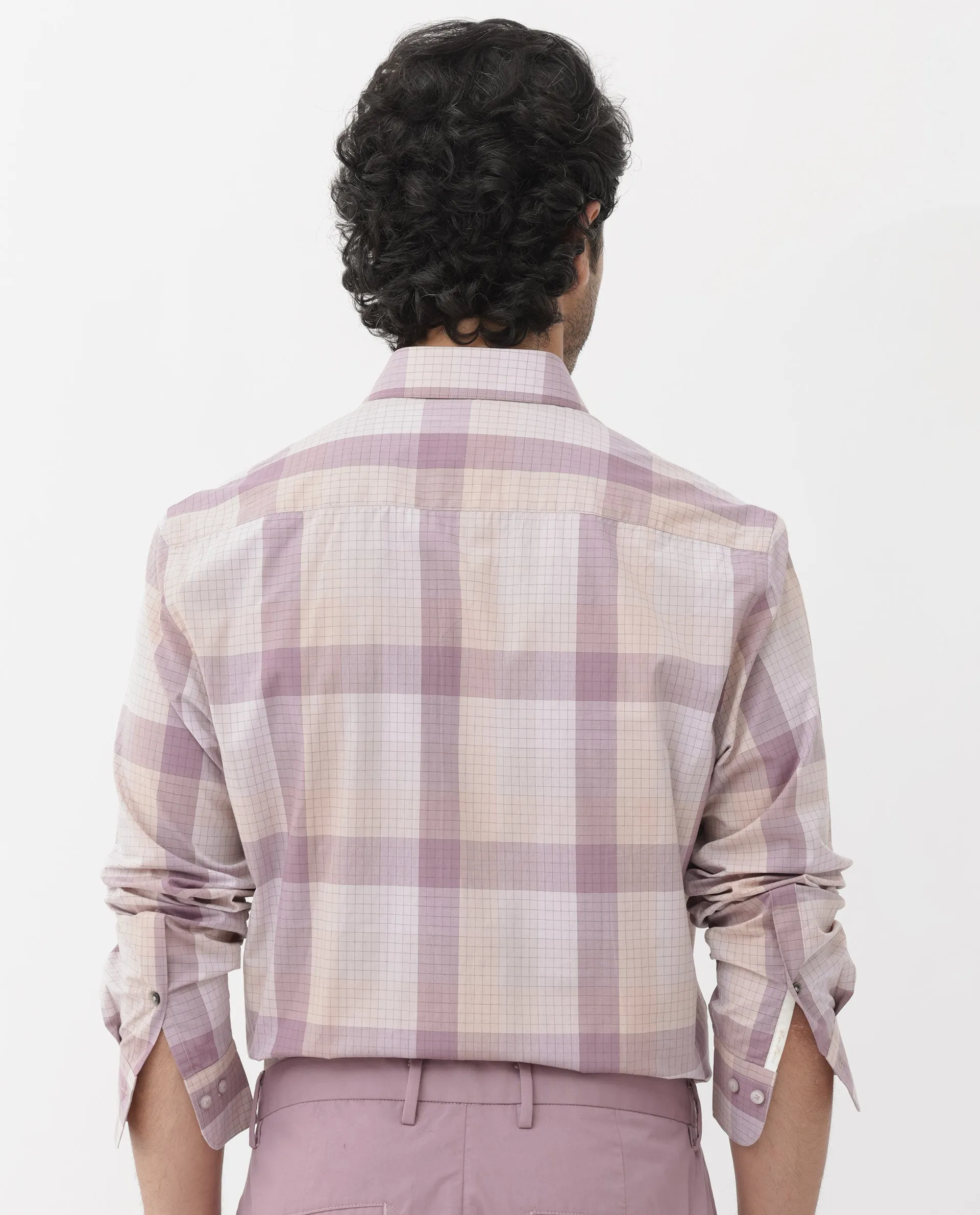 Rare Rabbit Mens Artane Pink Cotton Fabric Full Sleeve Checks Shirt