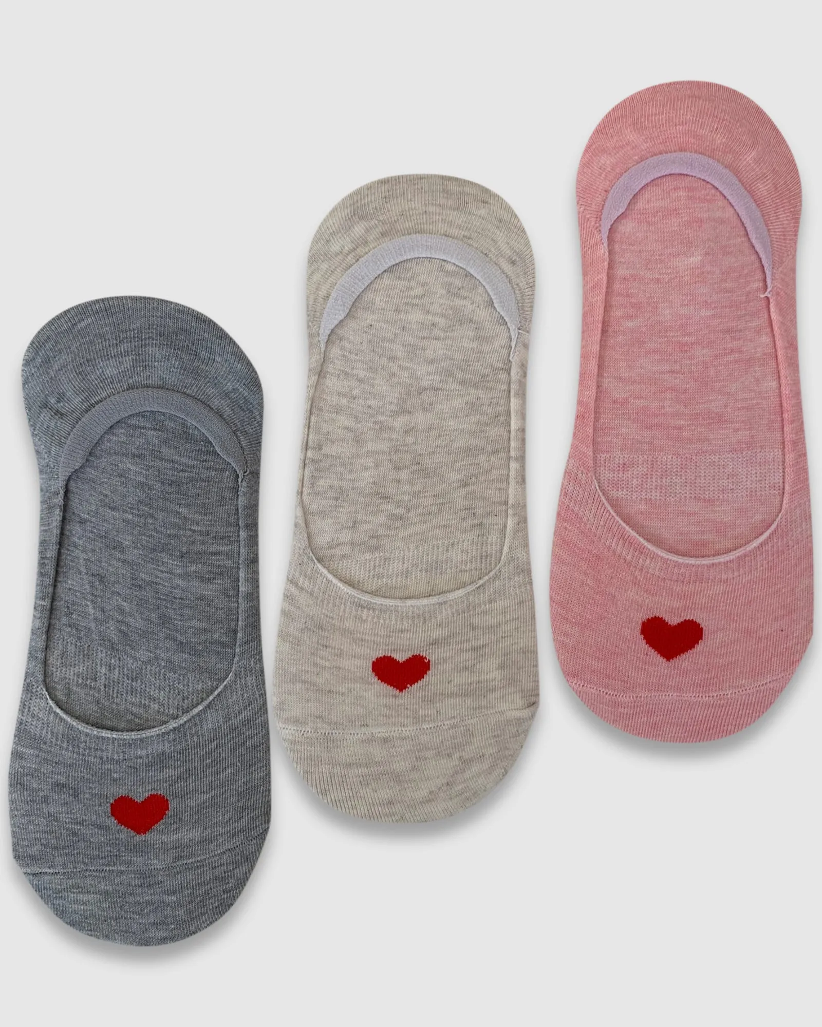 Secret Heart No-Show Sock - 3 Pack