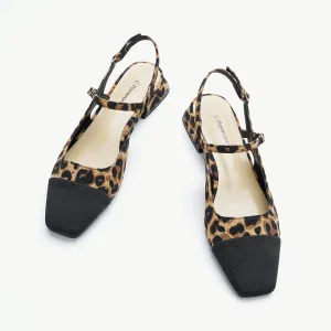 Square-Toe Prints Slingback Flats (Felicia)