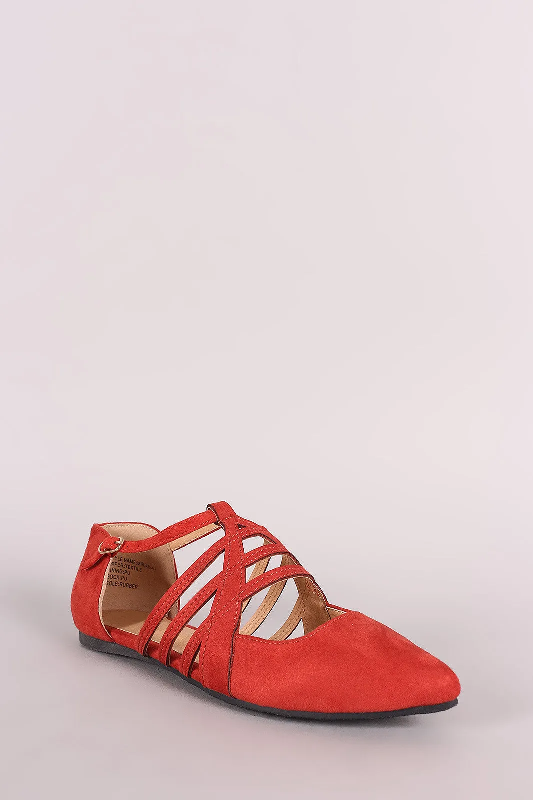 Suede Caged Pointy Toe Flat