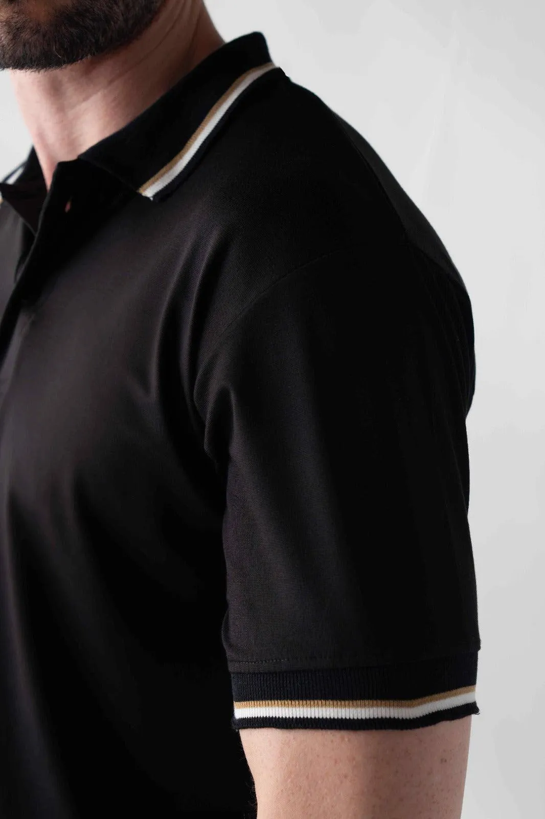 Tencel Stretch Polo in Jet Black