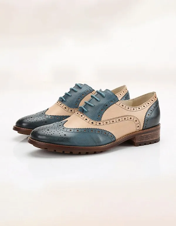 Two Tone Brogue Oxford Shoes for Women