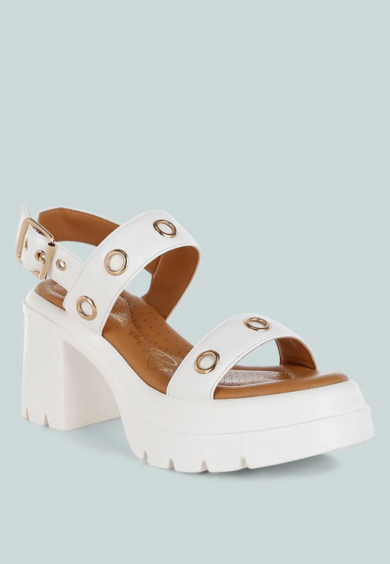 Urla Eyelet Detail Platform Heel Sandals