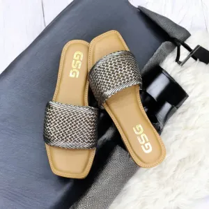 Women Stylishr Brown  Embellished Flat Sandals Metal