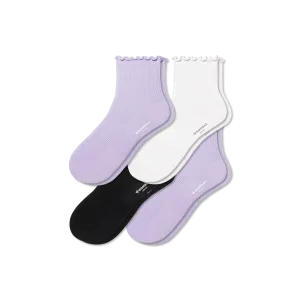 Women's Frilly Rib Quarter Sock 4-Pack