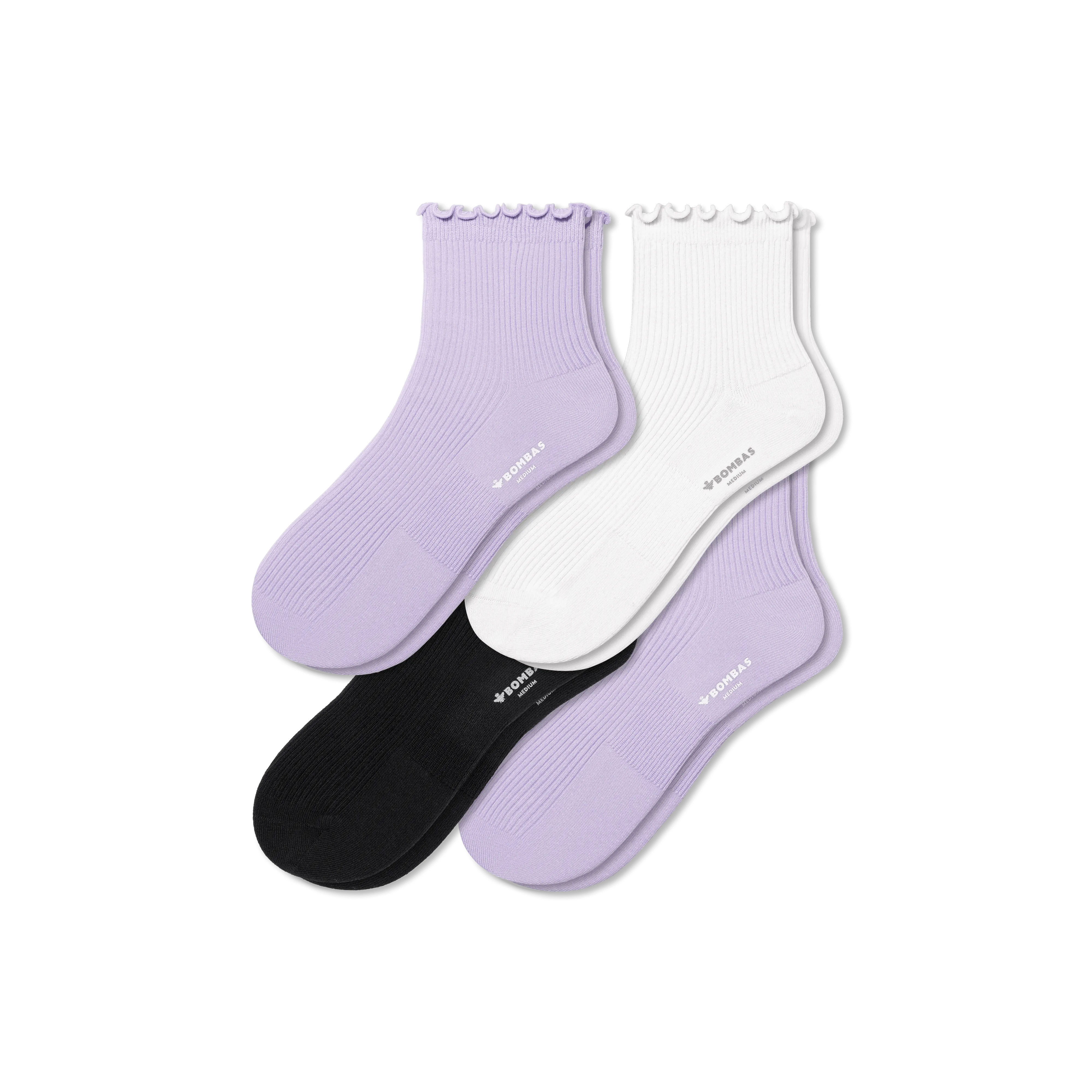 Women's Frilly Rib Quarter Sock 4-Pack