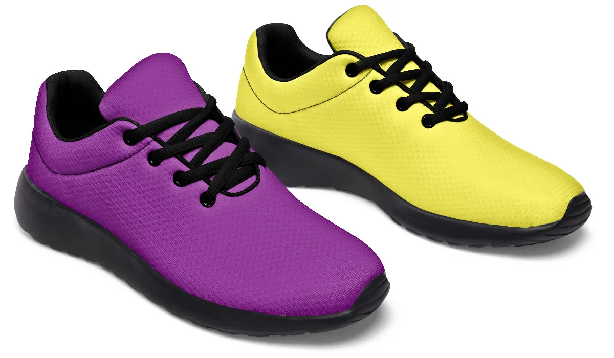 Yellow And Purple Mismatch Sneakers