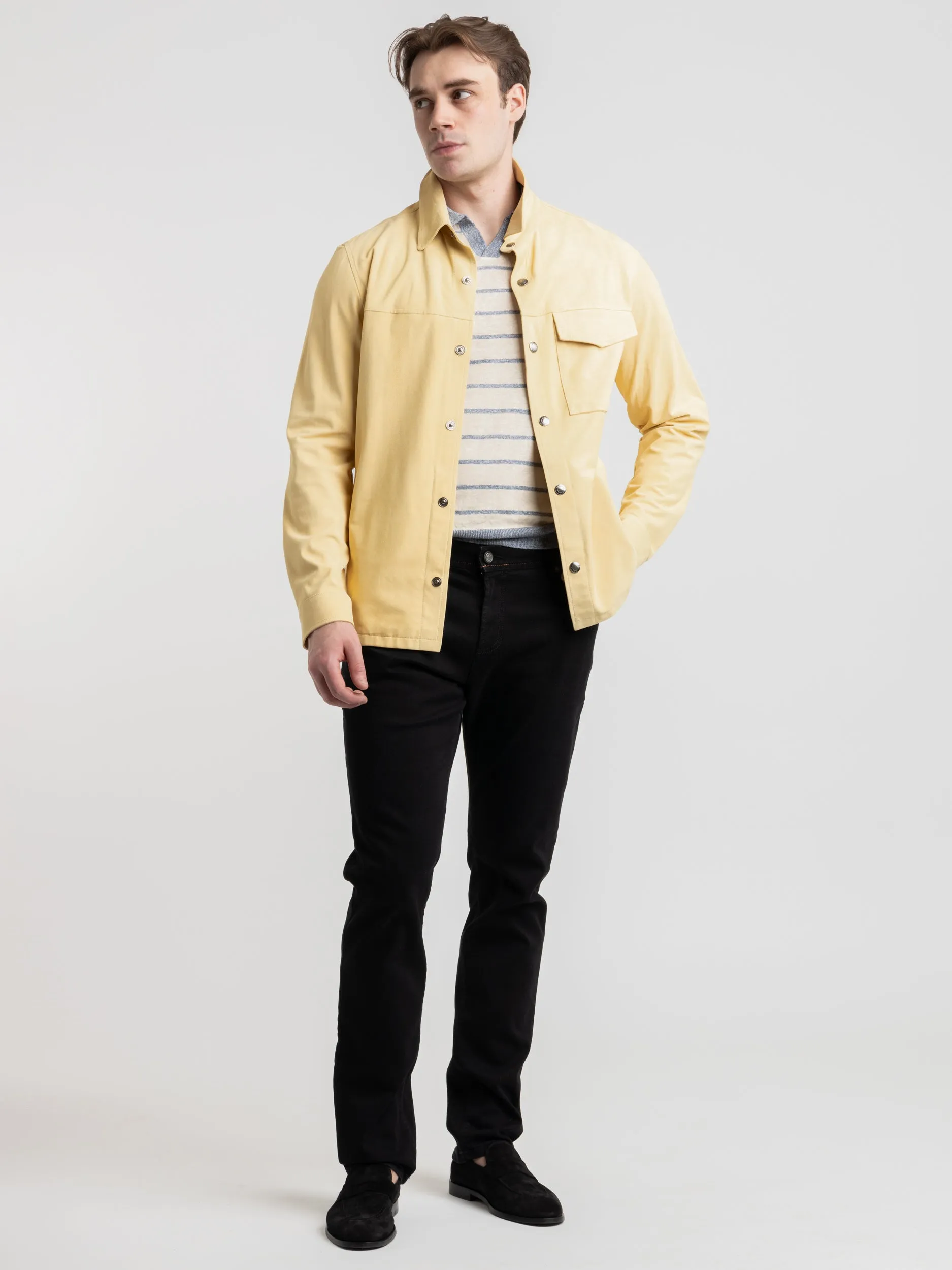 Yellow Strozzi Leather Suede Jacket